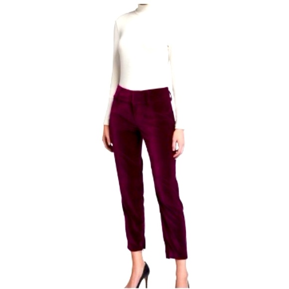 Alice & Olivia Stacey Slim Velvet Ankle Pants In Merlo - Picture 3 of 16